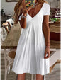 Women's Flower Plain Printed V-neck Casual Dress