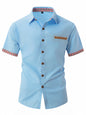 Summer Fashion Men's Plaid Colorblock Short Sleeve