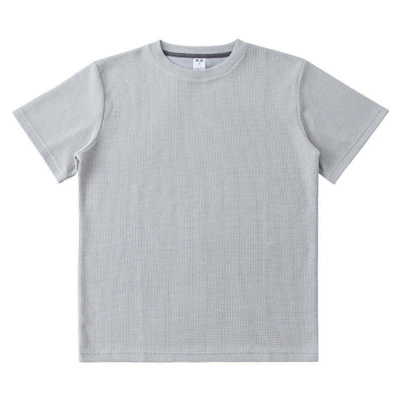 Knitted Short-sleeved T-shirt Men's All-match Loose Solid Color