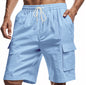 Loose Sports And Leisure Solid Color Linen Drawstring Shorts