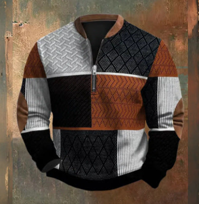 Casual Digital Patchwork Digital Printing Sweater