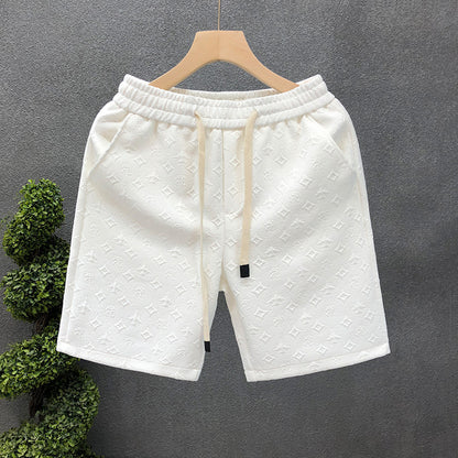 White Jacquard Shorts For Men Shorts